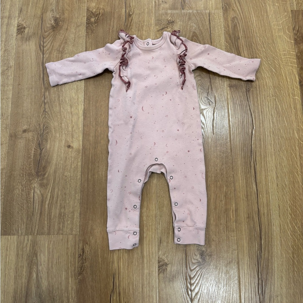 Pehr Celestial Star Ruffle Snap Onesie
